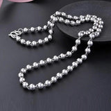 925 Silver Round Beads Sweater Chain Necklace