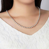 925 Silver Round Beads Sweater Chain Necklace