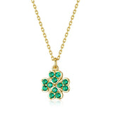 925 Silver Clover Necklace for Women Plated Pendant Bead Necklace