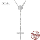 925 Silver Rosary Turkey Evil Eye Necklace Cross Charm Women Men