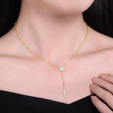 925 Silver Rosary Turkey Evil Eye Necklace Cross Charm Women Men