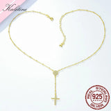 925 Silver Rosary Turkey Evil Eye Necklace Cross Charm Women Men