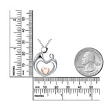 925 Silver Mother & Child Pendant Necklace Heart Family Jewelry
