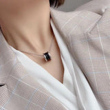 925 Silver & Ceramic Pendant Necklace, Unisex Jewelry