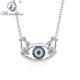 925 Silver Evil Eye CZ Hug Pendant Necklace for Women