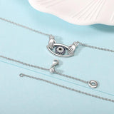 925 Silver Evil Eye CZ Hug Pendant Necklace for Women