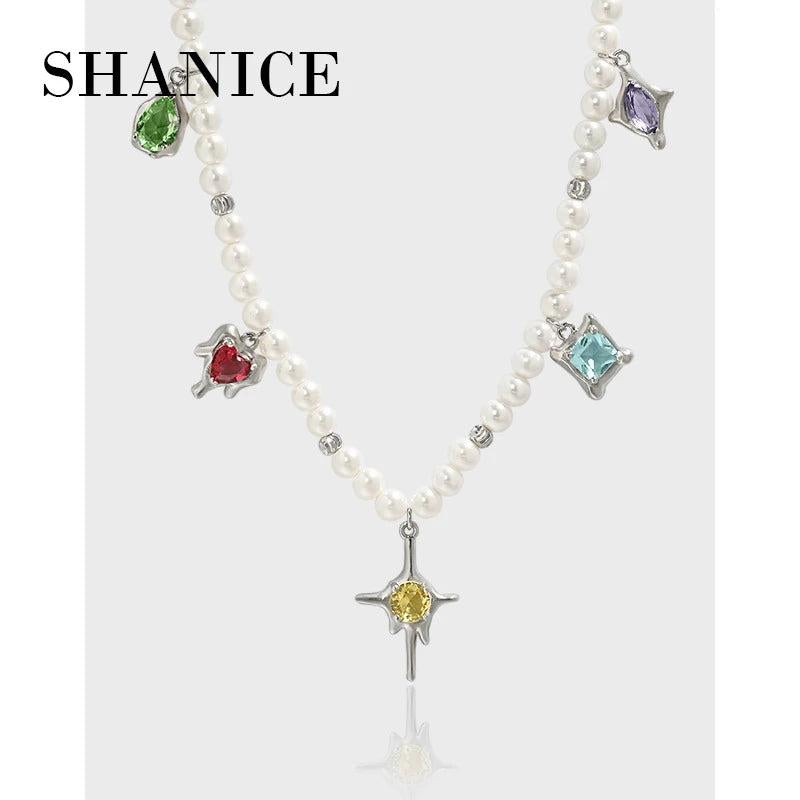 SHANICE Light Small Zircon Sweet Shell Collarbone S925 Silver Necklace