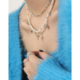 SHANICE Light Small Zircon Sweet Shell Collarbone S925 Silver Necklace
