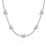 TrustDavis 925 Silver Butterfly CZ Necklace For Women Wedding Fine Jewelry