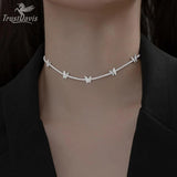 TrustDavis 925 Silver Butterfly CZ Necklace For Women Wedding Fine Jewelry