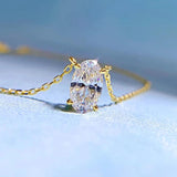 18K Plated 925 Silver Oval Sapphire Gemstone Pendant Necklace