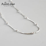 925 Silver Snake Bone Beads Necklace for Women Gift