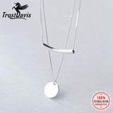 Trustdavis 925 Solid Silver Double Layer Round Pipe Necklace