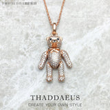 Rose Teddy Bear Necklace 925 Sterling Silver Gift For Women