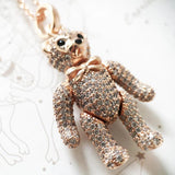 Rose Teddy Bear Necklace 925 Sterling Silver Gift For Women