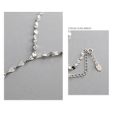 Minimalist Long Tile Necklace Real 925 Sterling Silver Chain