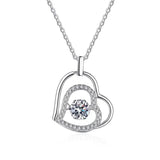 D Moissanite Heart Pendant Necklace 925 Silver