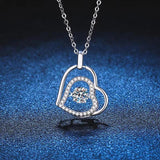 D Moissanite Heart Pendant Necklace 925 Silver