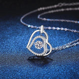 D Moissanite Heart Pendant Necklace 925 Silver