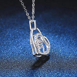 D Moissanite Heart Pendant Necklace 925 Silver