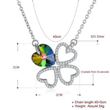 Romantic S925 Silver Lucky Clover Jewelry Hearts Crystal Pendants