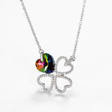 Romantic S925 Silver Lucky Clover Jewelry Hearts Crystal Pendants