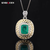 925 Silver Emerald Ruby Gemstone Pendant Necklace for Women