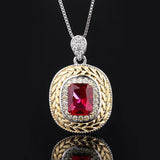 925 Silver Emerald Ruby Gemstone Pendant Necklace for Women