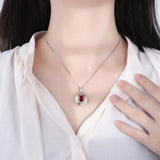 925 Silver Emerald Ruby Gemstone Pendant Necklace for Women