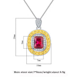 925 Silver Emerald Ruby Gemstone Pendant Necklace for Women