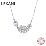 Leaf Pendant Necklaces Original Crystals Real S925 Silver Beads for Women