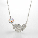 Leaf Pendant Necklaces Original Crystals Real S925 Silver Beads for Women