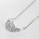 Leaf Pendant Necklaces Original Crystals Real S925 Silver Beads for Women