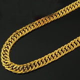 MHXFC 24KT Chain Necklace NL68 10mm Flat Real Gold European Man Wedding Gift