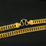 MHXFC 24KT Chain Necklace NL68 10mm Flat Real Gold European Man Wedding Gift