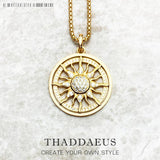 925 Silver Sun Link Chain Necklace Ethnic European Style