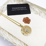 925 Silver Sun Link Chain Necklace Ethnic European Style
