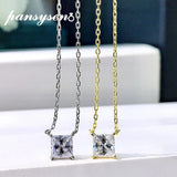 925 Silver Princess Cut Moissanite Chain Necklace 18K Wedding Jewelry