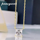 925 Silver Princess Cut Moissanite Chain Necklace 18K Wedding Jewelry