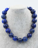 Lapis Lazuli Round Bead Necklace 18 Inch