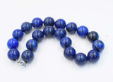 Lapis Lazuli Round Bead Necklace 18 Inch