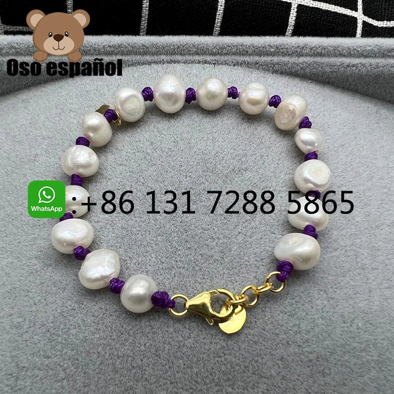 Spanish Style 925 Silver Multicolor Pearl Bracelet Necklace Set
