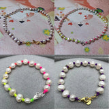 Spanish Style 925 Silver Multicolor Pearl Bracelet Necklace Set