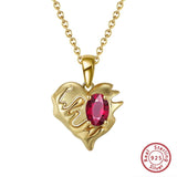 925 Silver Heart Necklace with Garnet Gemstone