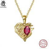 925 Silver Heart Necklace with Garnet Gemstone