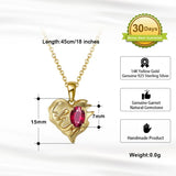 925 Silver Heart Necklace with Garnet Gemstone