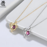 925 Silver Heart Necklace with Garnet Gemstone