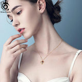 925 Silver Heart Necklace with Garnet Gemstone