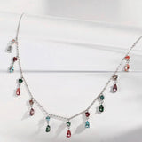 DPLAOPA 925 Silver Pearl Rainbow CZ Choker Necklace Women Wedding Jewelry