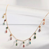DPLAOPA 925 Silver Pearl Rainbow CZ Choker Necklace Women Wedding Jewelry
